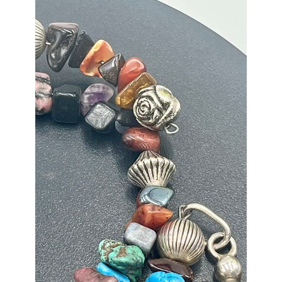 Taxco Mexico 925 Vintage
Sterling Silver Gemstone Wrap Bracelet Cross Pendant - Picture 3 of 13